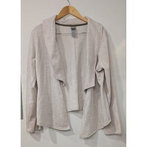 Champion Womens Cardigan Light Beige Shawl Collar Drapey Open Front Cotton Blend